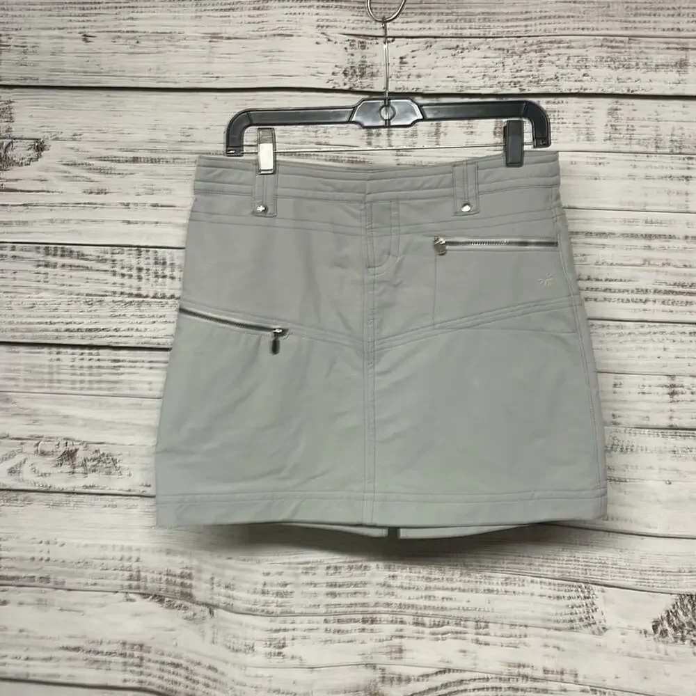 Athleta Tear Away B4 You Play Skirt Gray Zip Pockets Drawstring 4 Petite - Picture 2 of 8